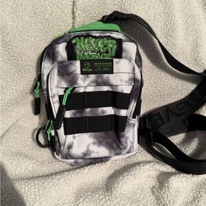 WOLF Black & White Tie-Dye Sling Bag with Green Accents
